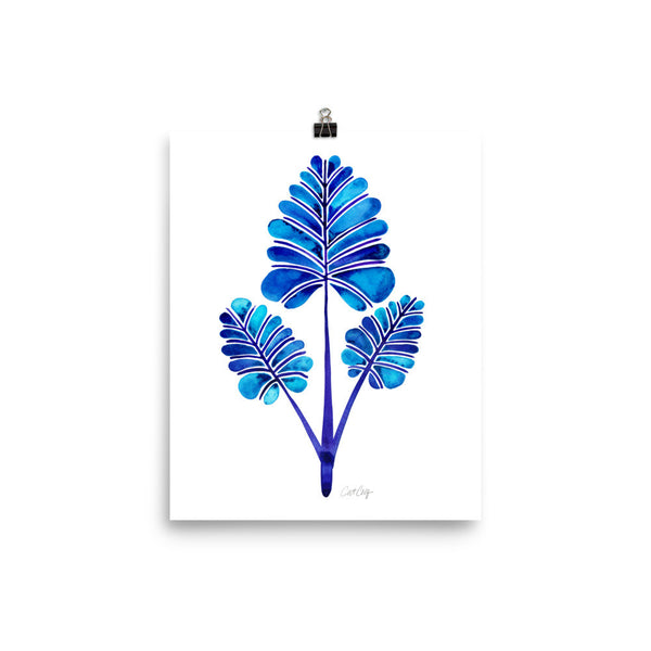 Palm Leaf Trifecta – Navy Palette • Art Print