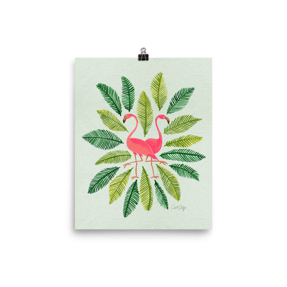 Flamingos and Fronds • Art Print