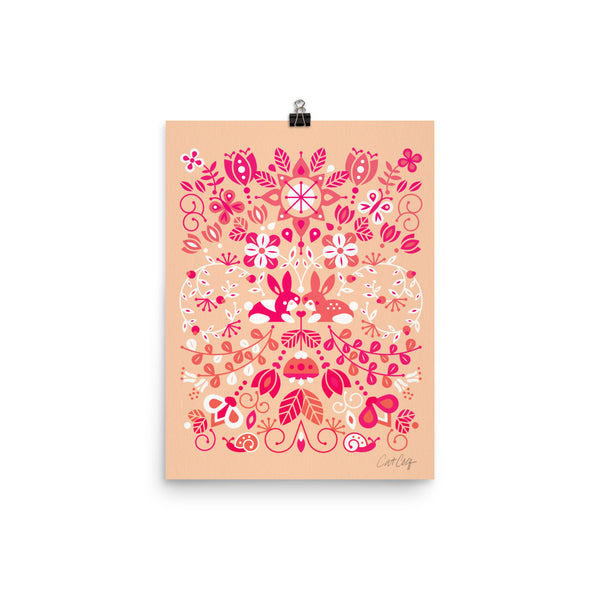 Bunny Lovers – Pink & Peach Palette • Art Print