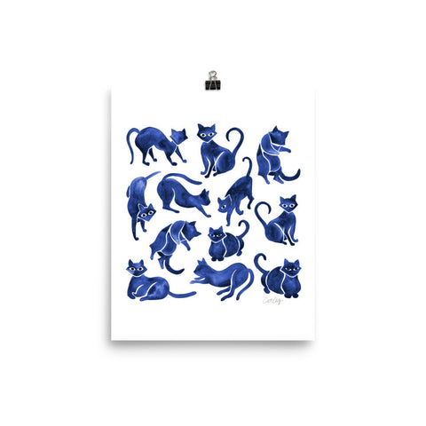 Cat Positions – Navy Palette • Art Print
