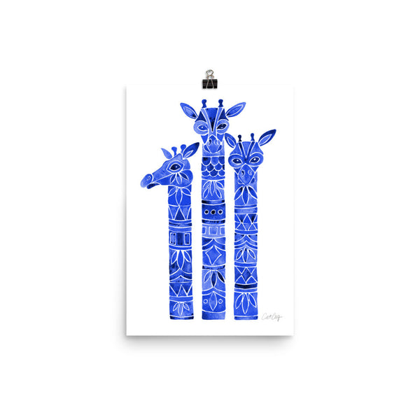 Giraffes – Navy Palette • Art Print