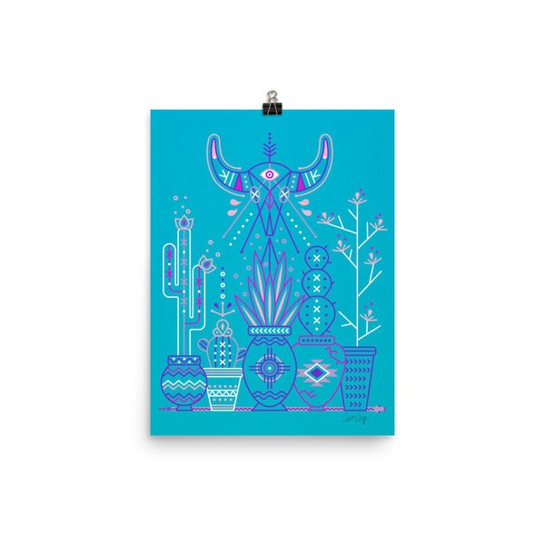 Santa Fe Garden – Blue & Indigo Palette  •  Art Print