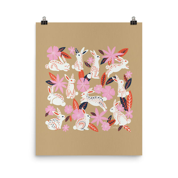 Bunnies and Blooms - Coral Pink