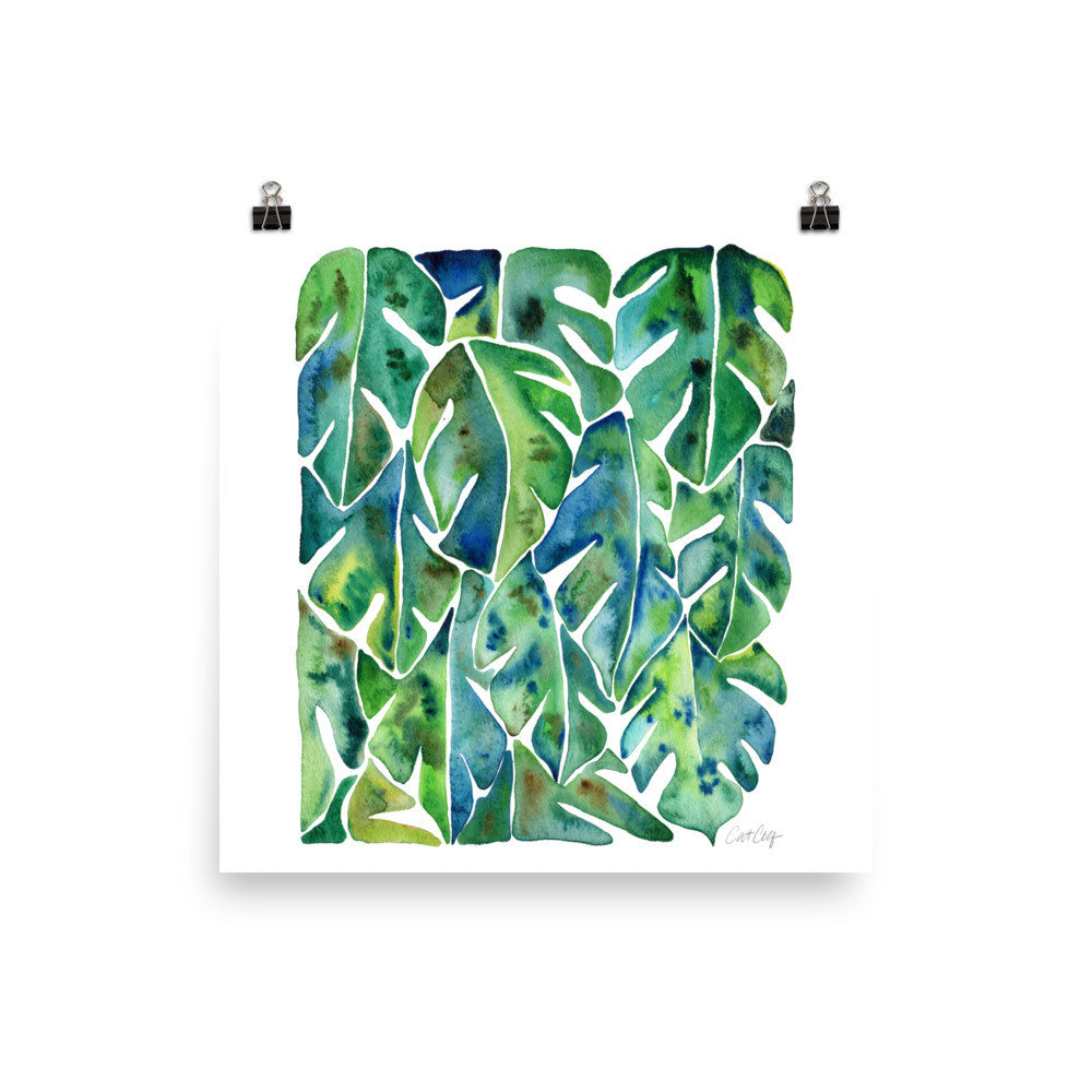 philodendron green cats Split Leaf Philodendron – Green Palette • Art Print – CatCoq