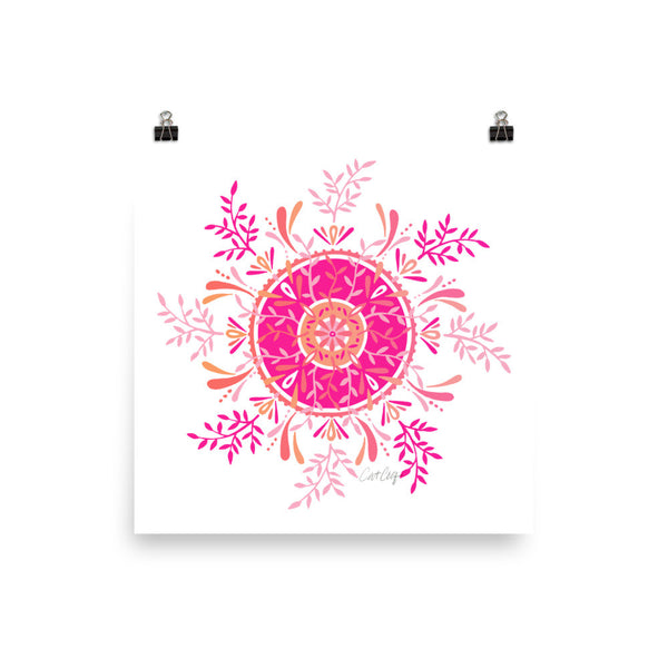 Leaf Mandala – Pink Palette • Art Print