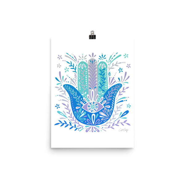 Hamsa Hand – Blue Palette • Art Print