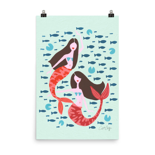 Koi Mermaids – Mint Palette • Art Print