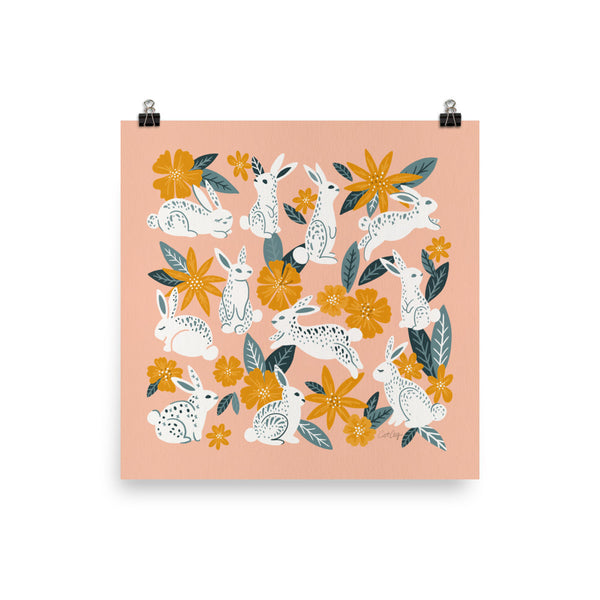 Bunnies and Blooms - Teal Blush