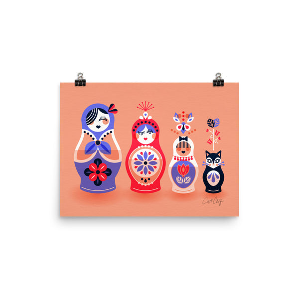Russian Nesting Dolls – Blush and Lavender Palette • Art Print
