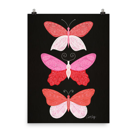 Tattooed Butterflies – Charcoal & Pink