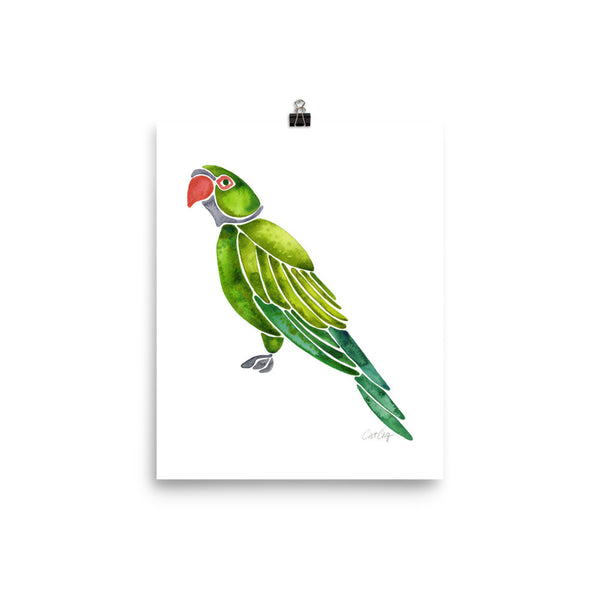Perched Parrot – Green Palette • Art Print