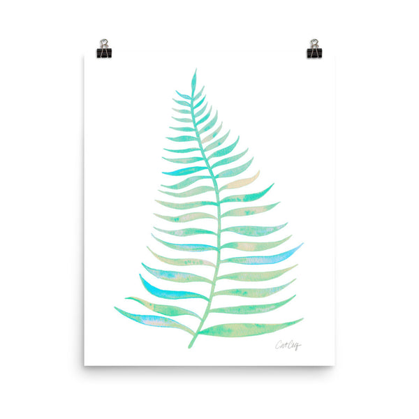 Palm Leaf – Turquoise Palette  •  Art Print