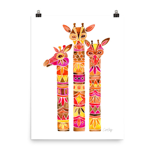 Giraffes – Fiery Palette • Art Print