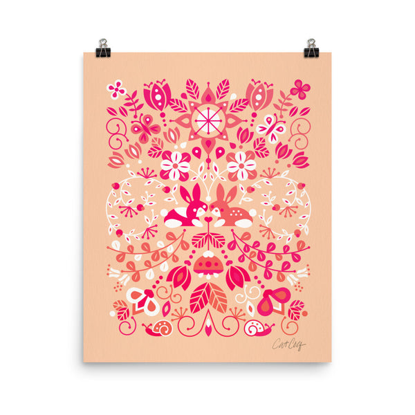 Bunny Lovers – Pink & Peach Palette • Art Print