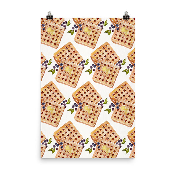 Blueberry Breakfast Waffle Pattern • Art Print