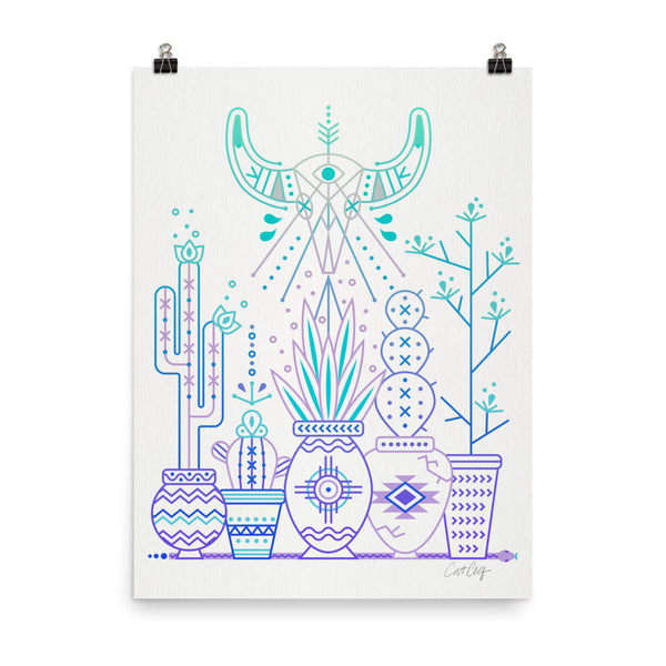 Santa Fe Garden – Lavender & Turquoise Palette  •  Art Print