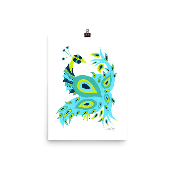 Peacock – Turquoise & Lime Palette • Art Print