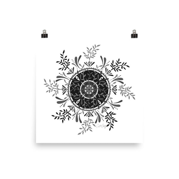 Leaf Mandala – Black Palette • Art Print