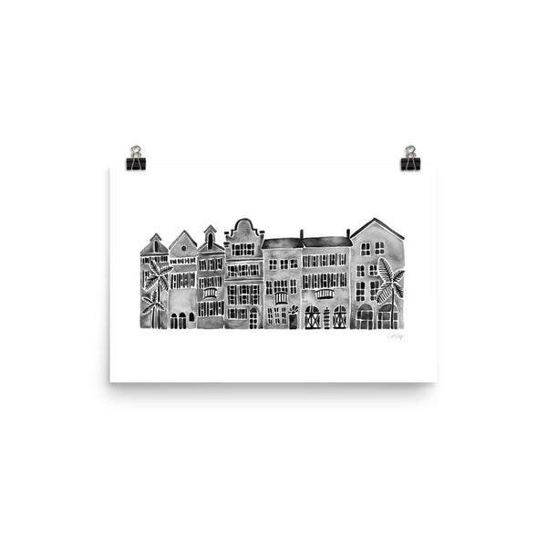 Row of Houses – Black Palette • Art Print