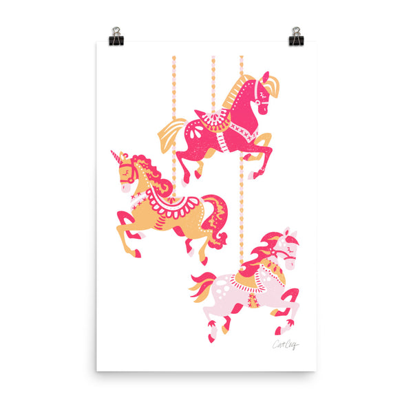 Carousel Horses- Pink Orange