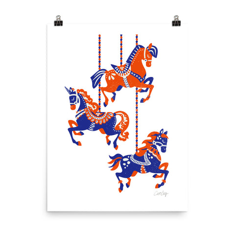 Carousel Horses - Coral Navy