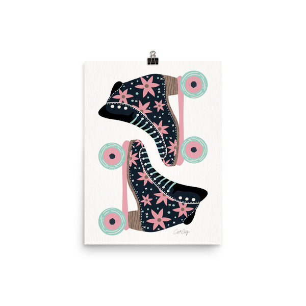 Retro Roller Skates - Denim Pink