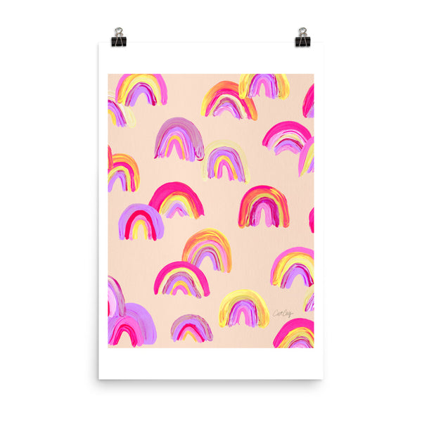 Abstract Rainbow Arcs - Pink