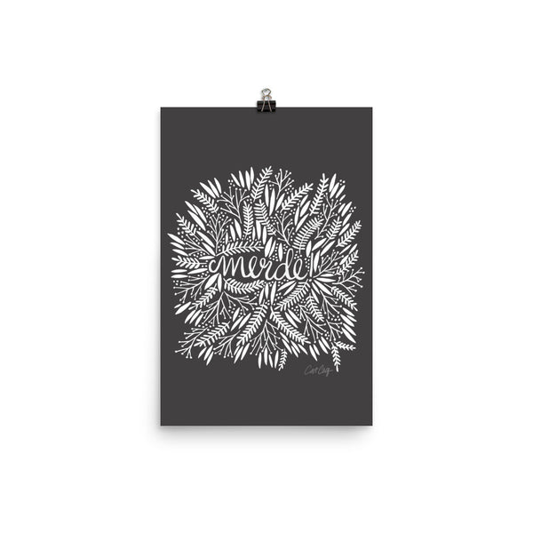 Merde – White Fronds on Black • Art Print