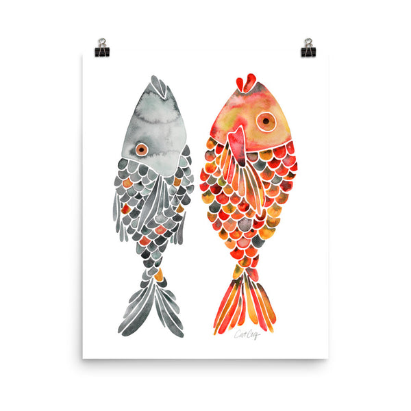 Indonesian Fish – Black & Orange Palette  •  Art Print