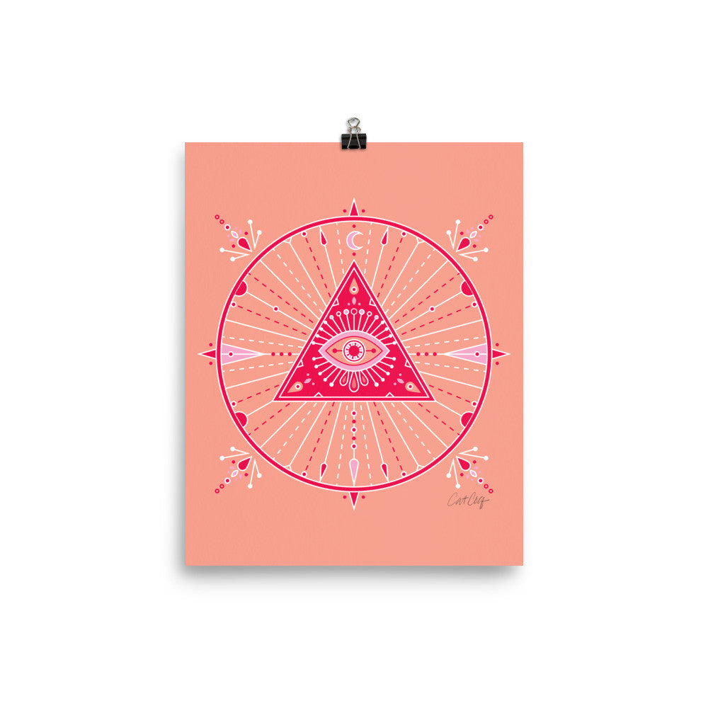All-Seeing Eye Mandala – Pink Palette • Art Print