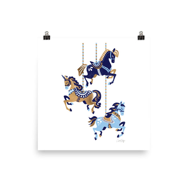 Carousel Horses - Copper Blue