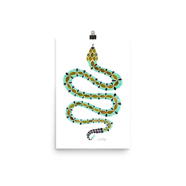 Serpent – Turquoise & Olive Palette • Art Print