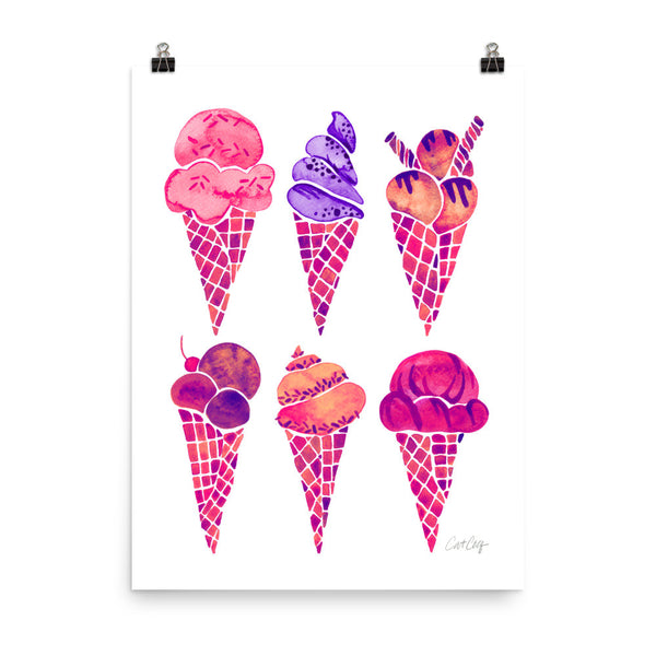 Ice Cream Cones – Fuchsia Palette • Art Print