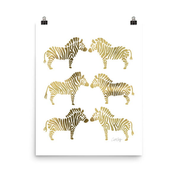 Zebras – Gold Palette • Art Print