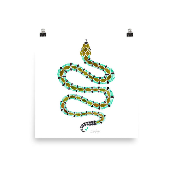 Serpent – Turquoise & Olive Palette • Art Print
