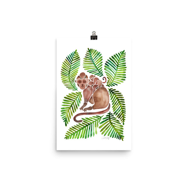 Monkeys – Green Leaves • Art Print