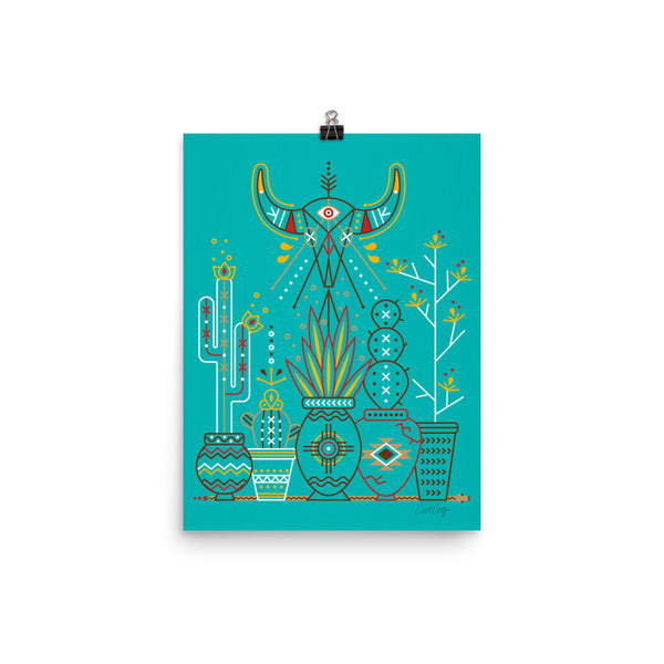 Santa Fe Garden – Turquoise & Yellow Palette  •  Art Print