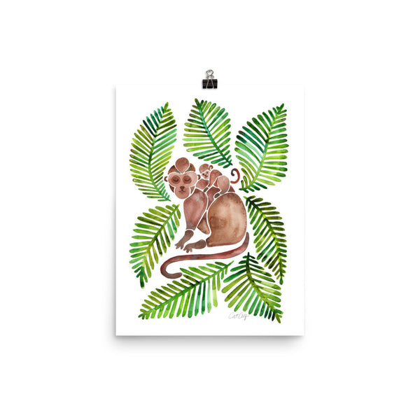 Monkeys – Green Leaves • Art Print