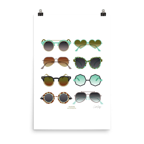 Sunglasses Collection – Mint & Tan Palette • Art Print