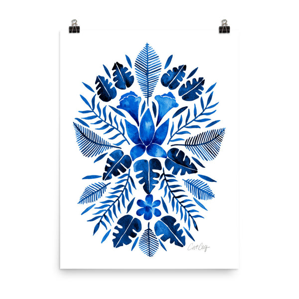 Tropical Symmetry – Navy Palette • Art Print