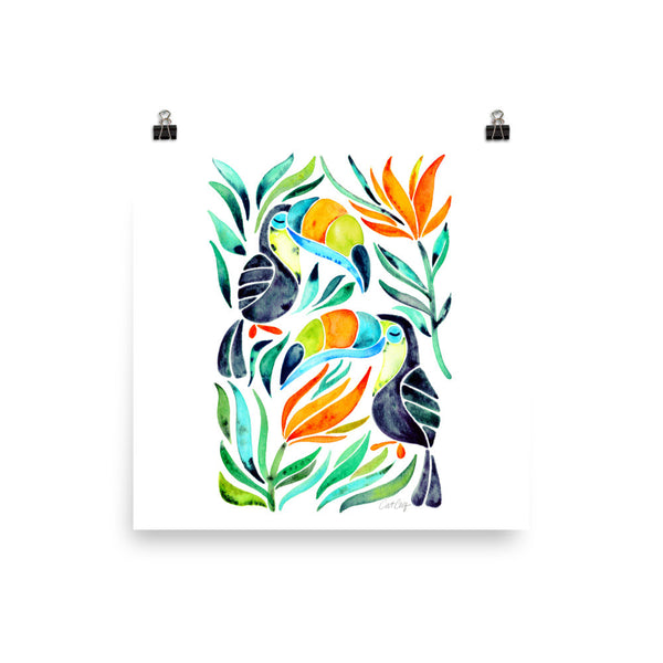 Tropical Toucans – Green Leaves • Art Print
