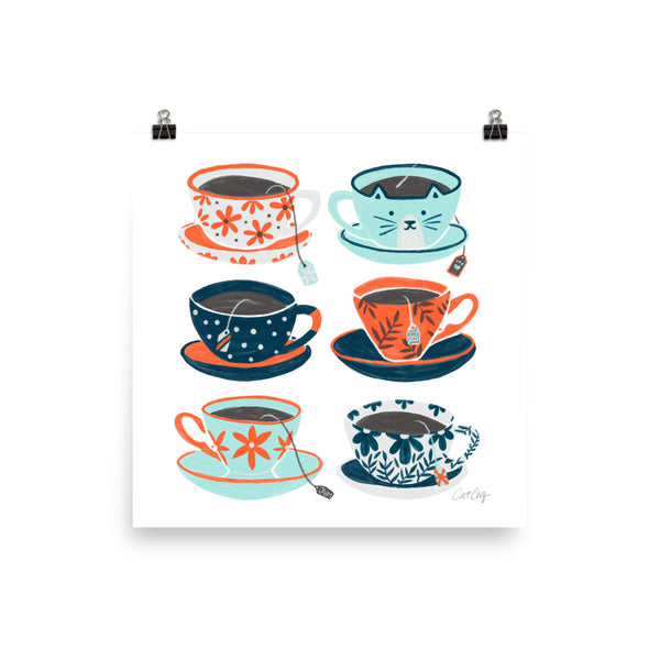 Tea Time - Coral and Teal
