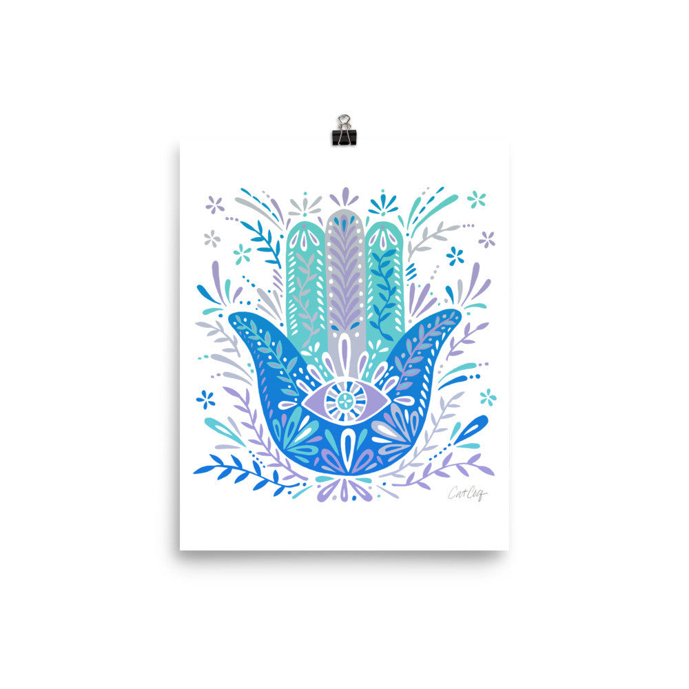 Hamsa Hand – Blue Palette • Art Print