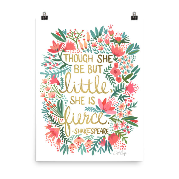 Little & Fierce – Gold Lettering • Art Print