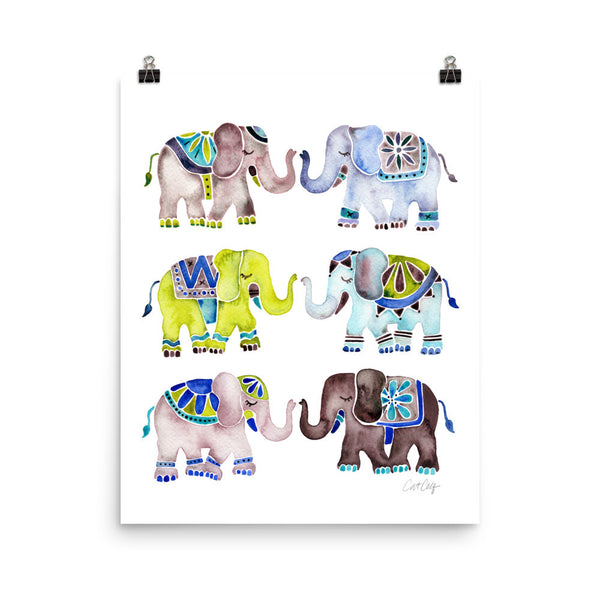 Elephant Collection – Cool Palette • Art Print