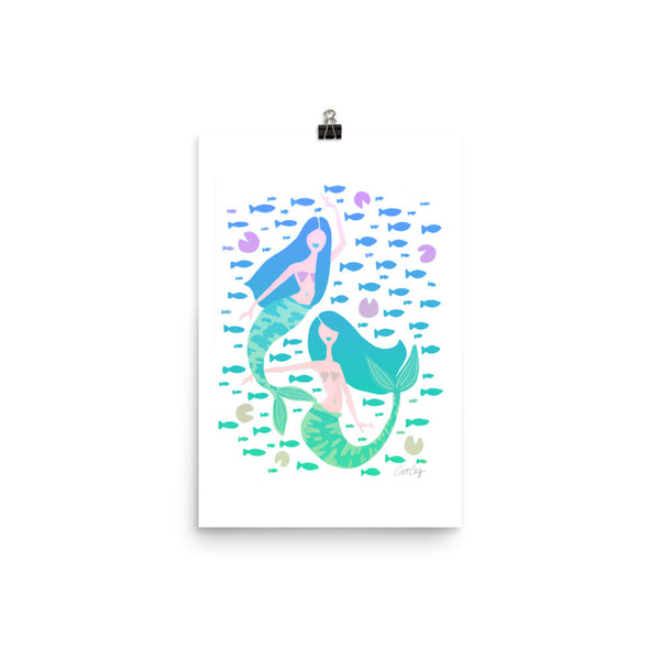 Koi Mermaids – Turquoise Lavender Ombré Palette • Art Print