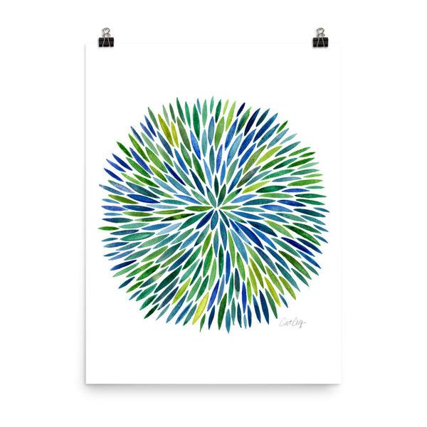 Watercolor Burst – Blue/Green Palette • Art Print