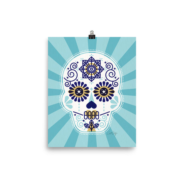 Día de Muertos – Mexican Sugar Skull – Baby Blue Palette • Art Print