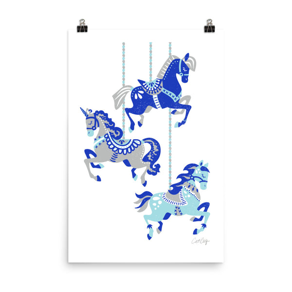 Carousel Horses - Blue Grey