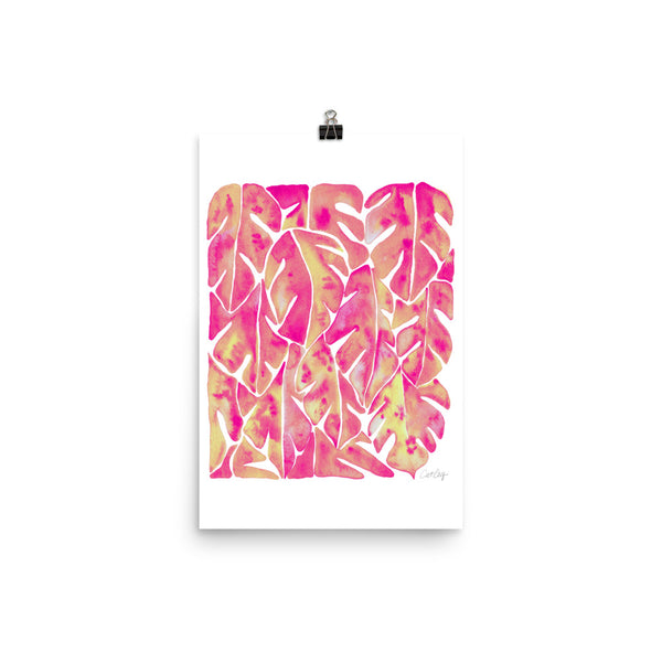 Split Leaf Philodendron – Pink Palette • Art Print